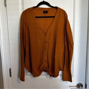 Urban Outfitters Rustic Camel Waffle Knit Long Sleeve Tee